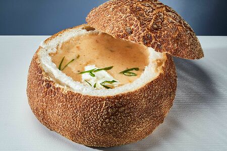 Клэм-чаудер Грибной в хлебе