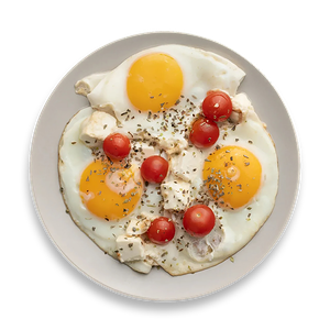 Глазунья с фетой и томатами