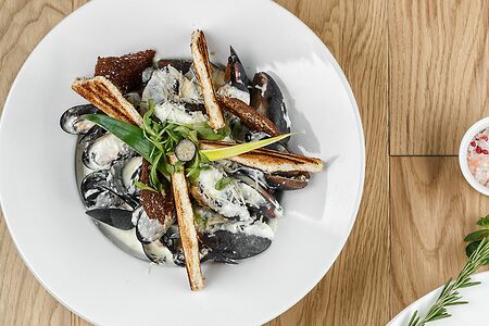 Мидии в сливочном соусе