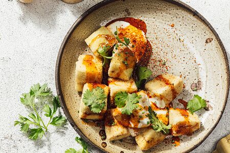 Хрустящие баклажаны с соусом сладкий чили