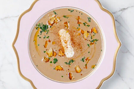 Крем-суп с белыми грибами и зеленью