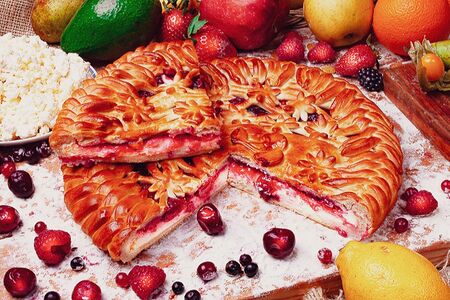 Пирог Вишня-творог