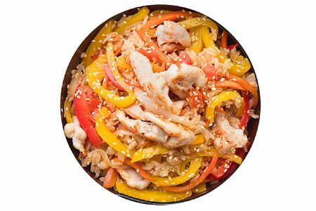Тяхан с курицей и овощами