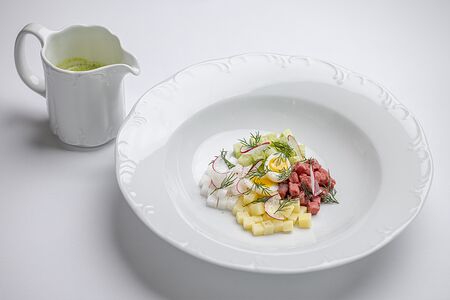 Окрошка с телятиной на квасе