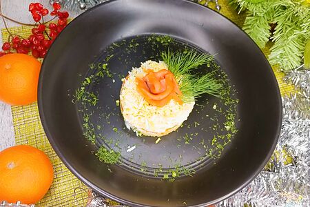 Мимоза с семгой слабой соли