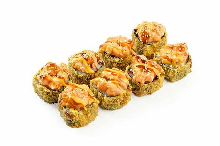 Жареный ролл с лососем и личи