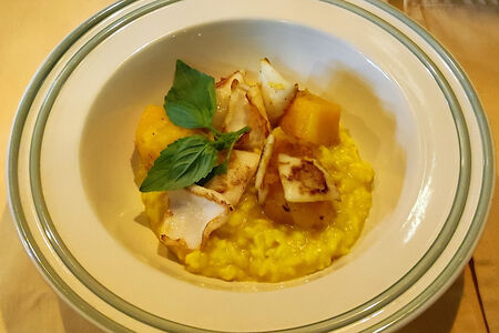 Ризотто с кальмаром и тыквой