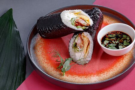 Кимпаб с курицей попкорн