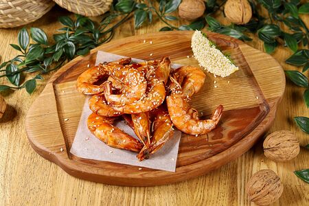 Жареные королевские креветки