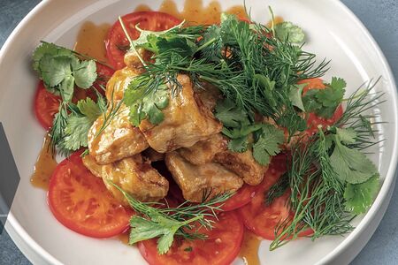 Салат с хрустящими баклажанами