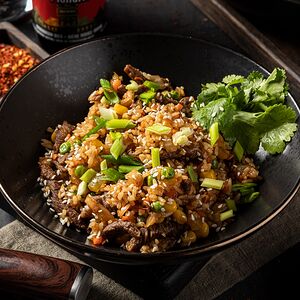 Рис с говядиной и овощами