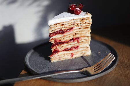 Наполеон с ванилью и клюквой