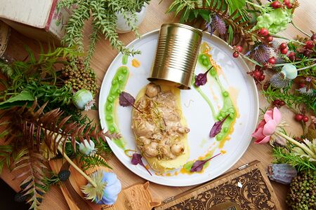 Бефстроганов из мраморной говядины с грибным соусом и картофельным пюре