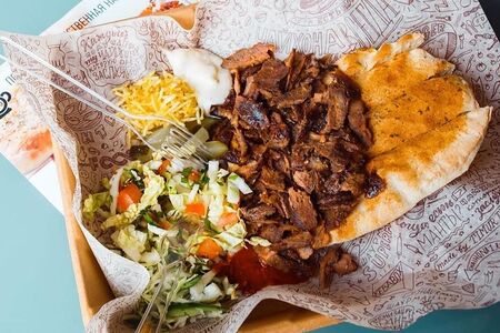 Открытая шаурма с цыпленком от шефа