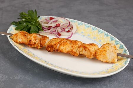 Шашлык курица с овощами