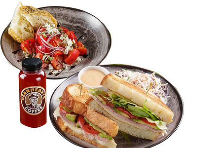 Комбо Салат Дачный с клаб сэндвичем и морсом