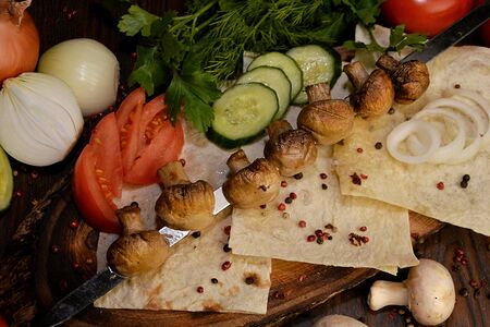 Premium shish kebab of Champignons
