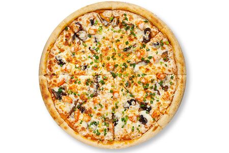 Пицца Том Ям на толстом тесте