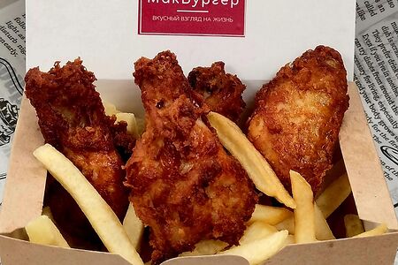 Крылышки куриные и картошка фри