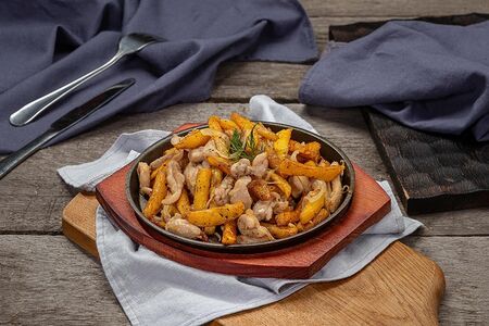 Картошка, жареная на сале с мясом