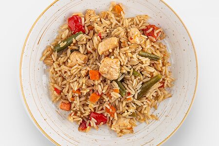 Рис с курицей в соусе терияки