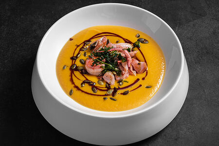 Тыквенный суп с морепродуктами