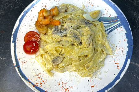 Феттуччине с креветками