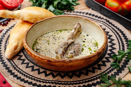 Суп с бараниной, нутом и мацони