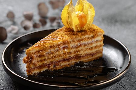 Медовик с клюквой