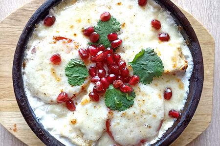 Треска, запеченная в сливочном соусе с рисом