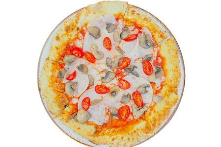 Пицца с ветчиной и грибами