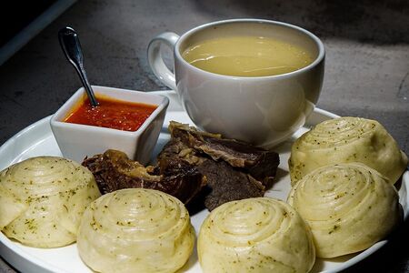 Хинкал слоеный с сушеным мясом