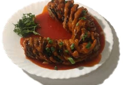 1066 жареный баклажан с кисло-сладким соусом