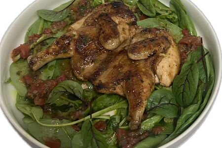 Д Цыпленок с соусом сальса и шпинатом