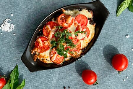 Мусака с языком и грибами