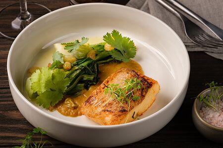 Палтус, японский карри, пак-чой