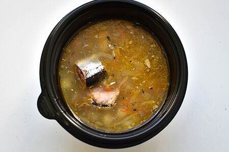 Суп картофельный с сайрой