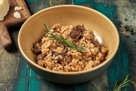 Ризотто с говядиной и белыми грибами