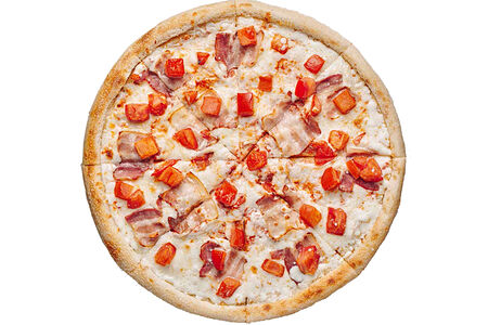 Пицца Карбонара на тонком тесте