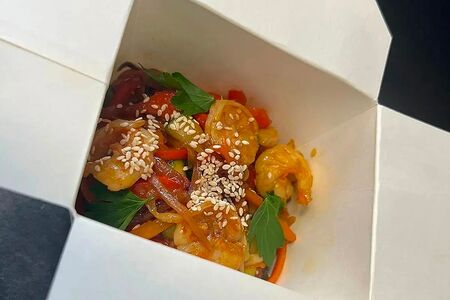 Лапша с креветками