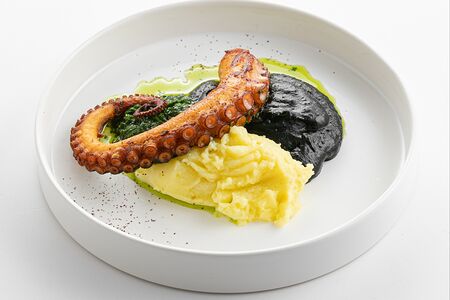 Осьминог, пюре из чернил каракатицы