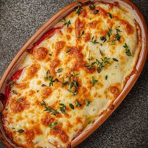 Томаты, запеченный с сулугуни и пряными травами