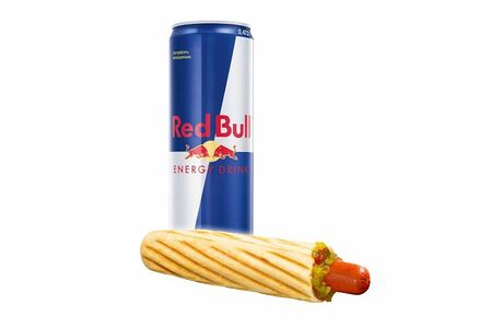 Мега Френч-дог и энергетический напиток Red Bull