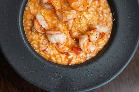 Ризотто с креветками и соус биск