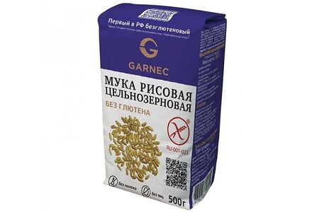 Мука рисовая цельнозерновая без глютена Гарнец
