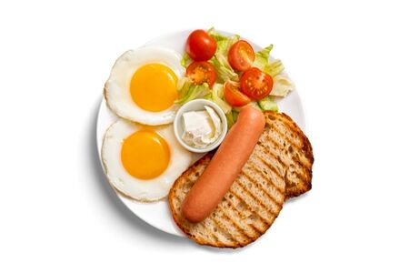 Завтрак с сосиской и творожным сыром