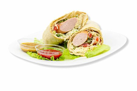 Хот-дог в лаваше с одной сосиской