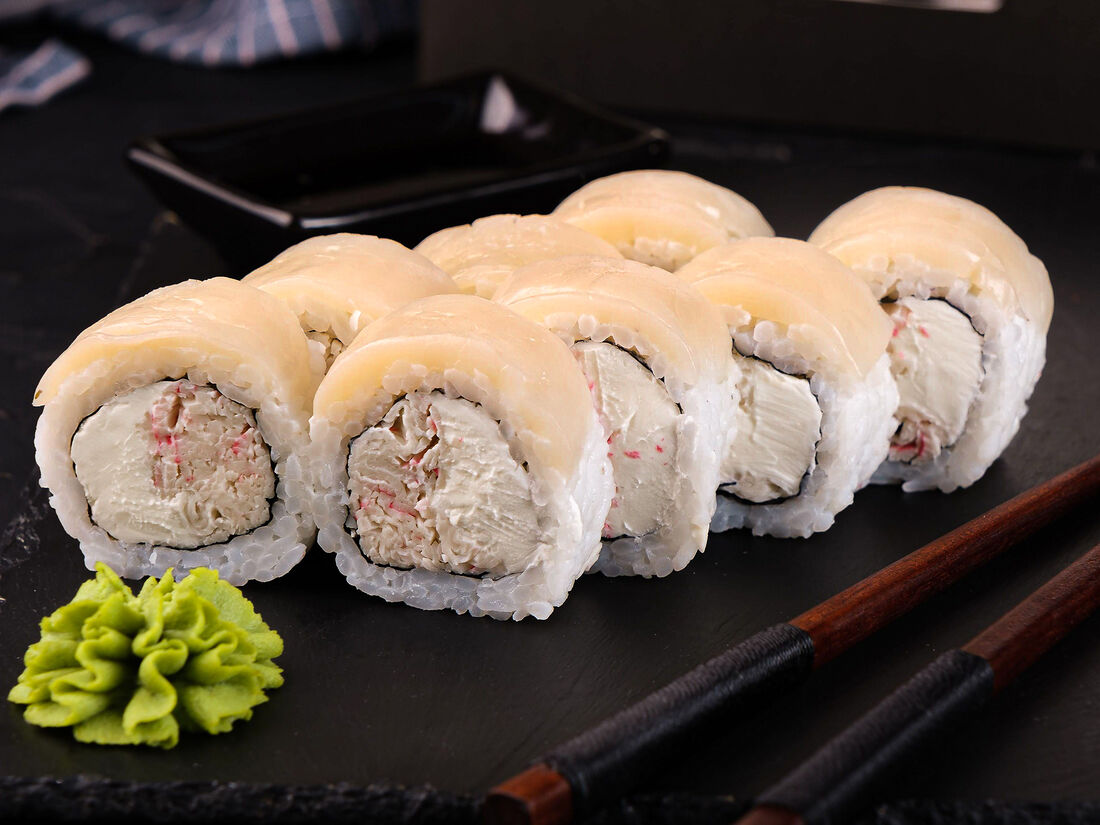 Сушь на английском. 260г суш. Печеные суши самые вкусные в Хабаровске с доставкой Льва Толстого 15.