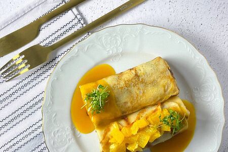 Домашние блины с творогом и апельсином