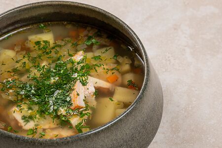 Суп куриный с домашней лапшой